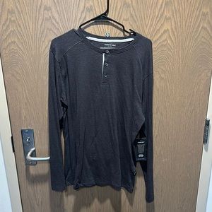 Kenneth Cole New York Black Henley Long Sleeve Shirt Size Large